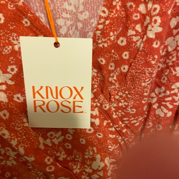 A NEW DAY Orange and Cream Tropical Floral Short Sleeve Sheer Maxi Dress XXL - Picture 6 of 10